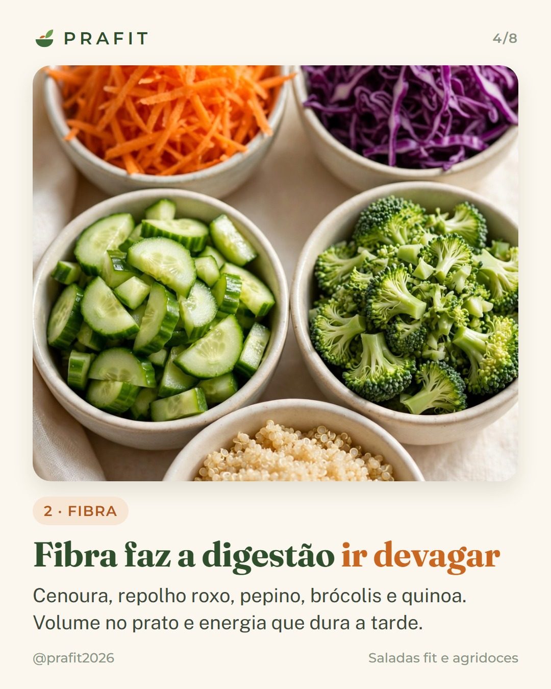 Fibra faz a digestão ir devagar